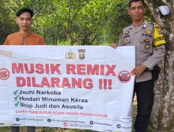 Bhabinkamtibmas Polsek Talang Kelapa Laksanakan Sosialisasi Larangan Karhutla dan Larangan Musik Remix di Sukamoro